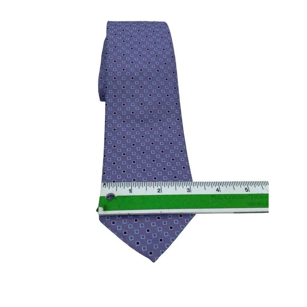 Brooks Brothers Mens Tie Made In New York‎ Purple W/Squares 100%Silk Tie (TB9)